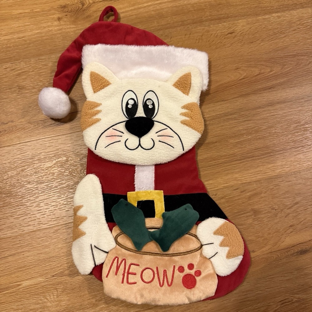 Dan Dee Christmas Stocking Cat‎ 19" Wearing Santa Suit 2014